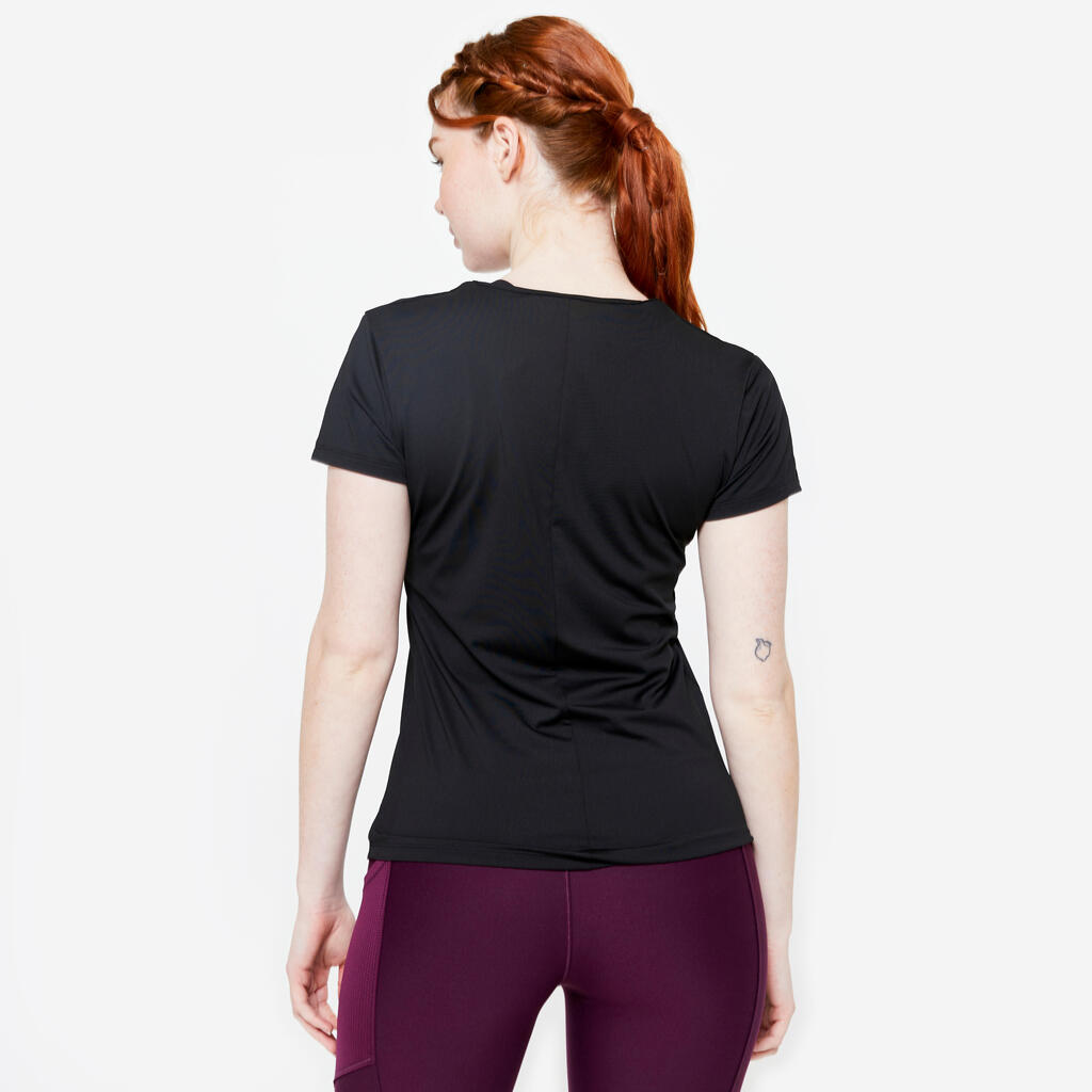 T-shirt manches courtes fitness cardio femme Gris chiné