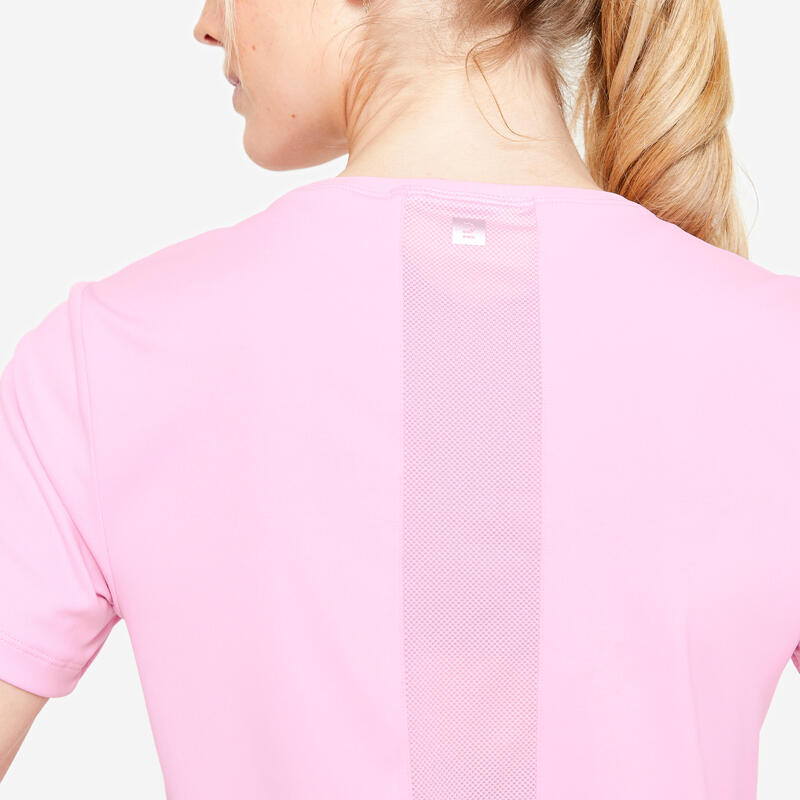 T-shirt donna fitness 120 regular traspirante rosa chiaro