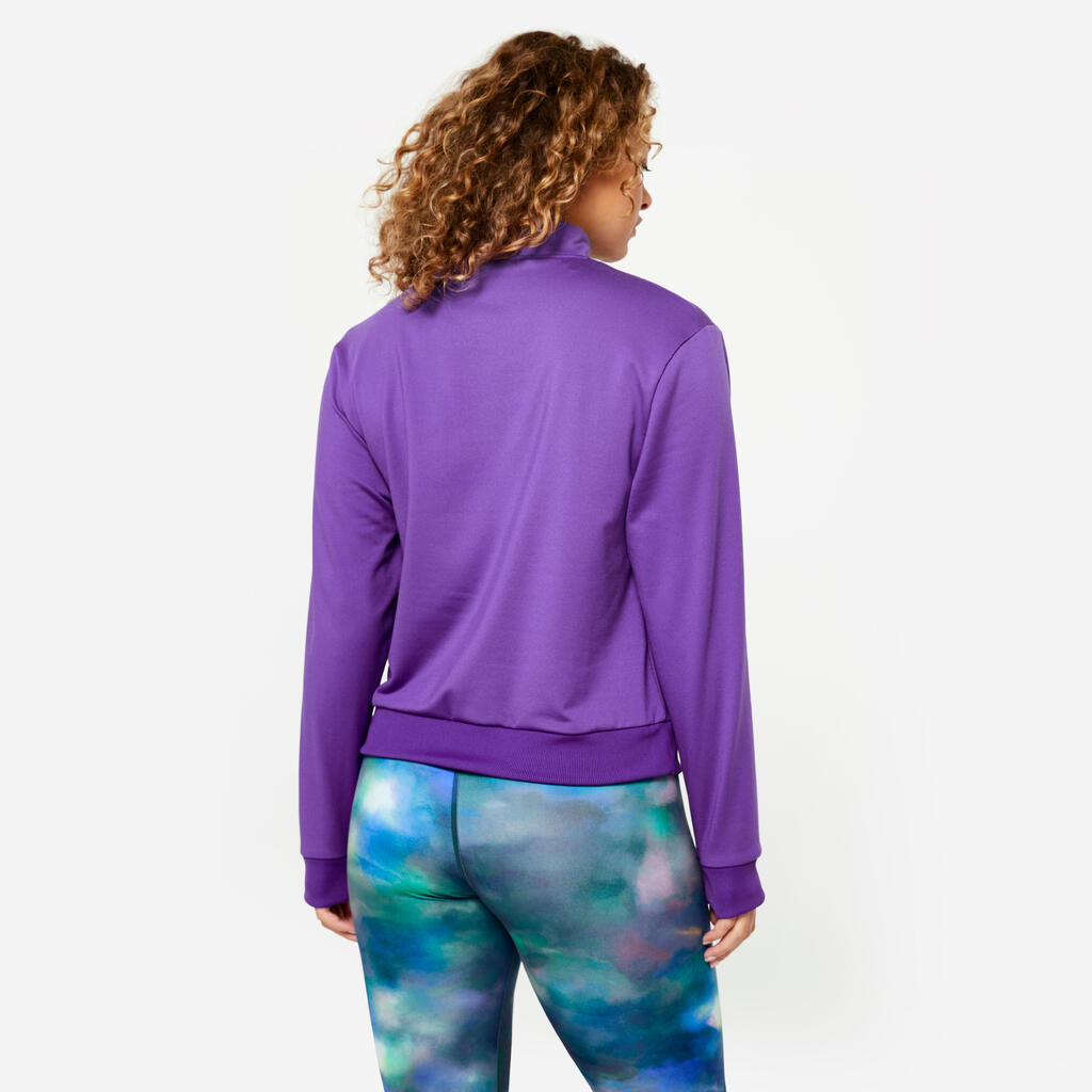 Women's Quarter-Zip Long-Sleeved Fitness Cardio Sweatshirt - Purple