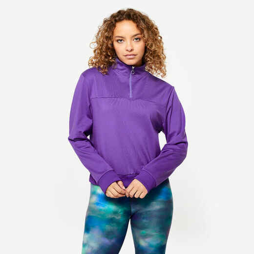 
      Women's Quarter-Zip Long-Sleeved Fitness Cardio Sweatshirt - Purple
  