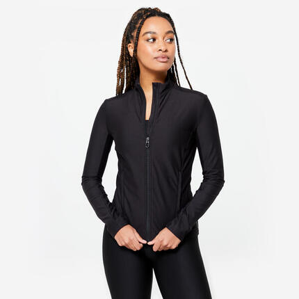Sweat zippé femme respirant, noir