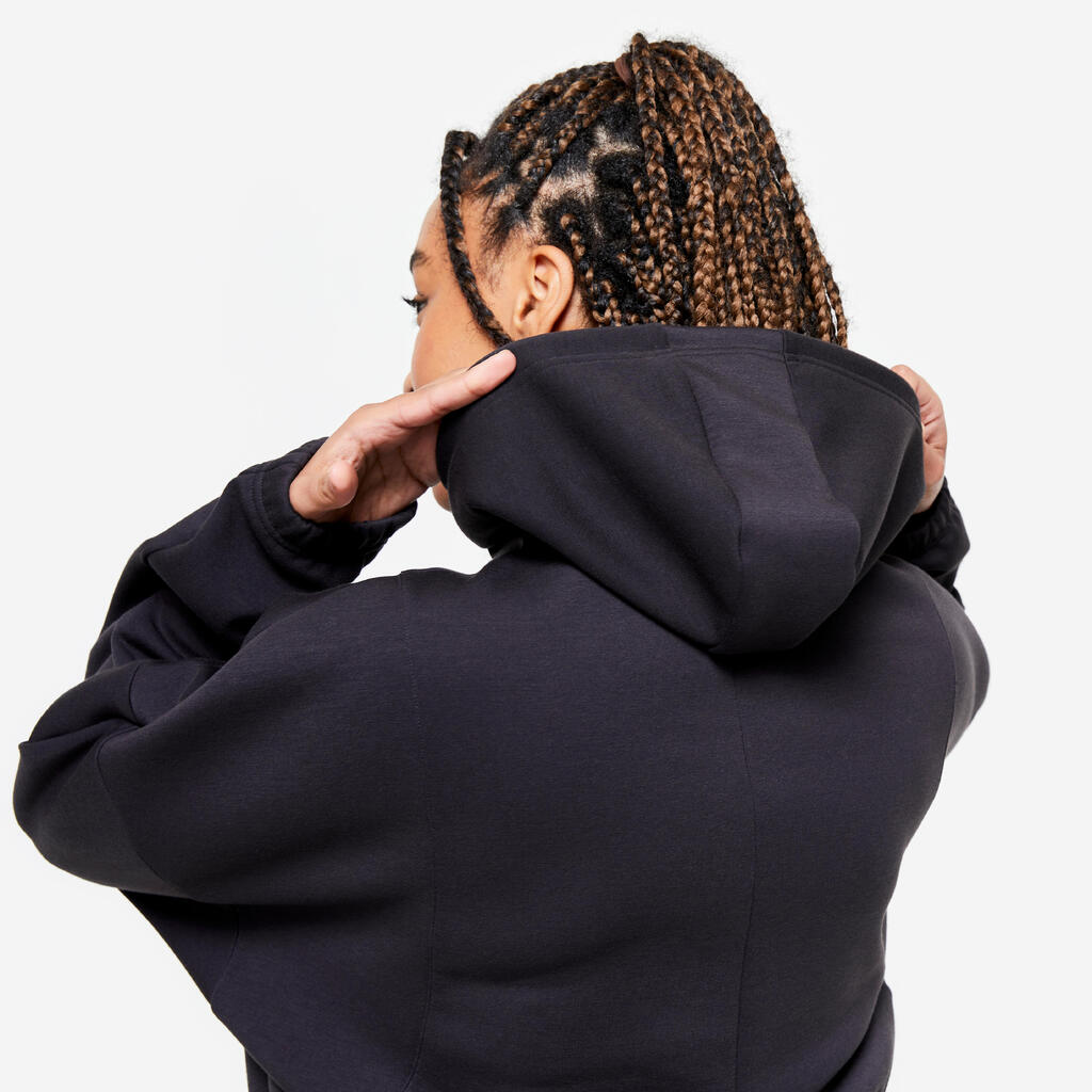 Women's Long-Sleeved Fitness Hooded Jacket - Emerald Green