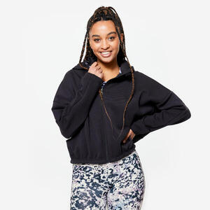 Chaqueta Fitness Mujer Negro Humo Capucha Manga Larga