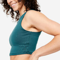 Débardeur crop top fitness femme, vert canard