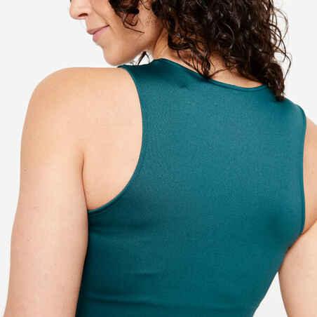 Women's Stretchy Cropped Tank Top - Turquoise