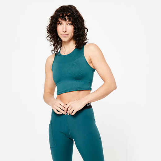 
      Women's Stretchy Cropped Tank Top - Turquoise
  