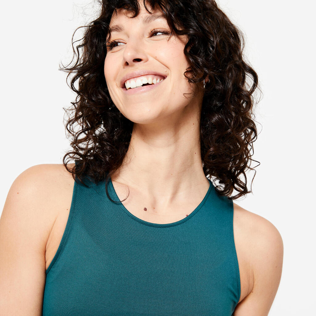 Débardeur crop top fitness femme, vert