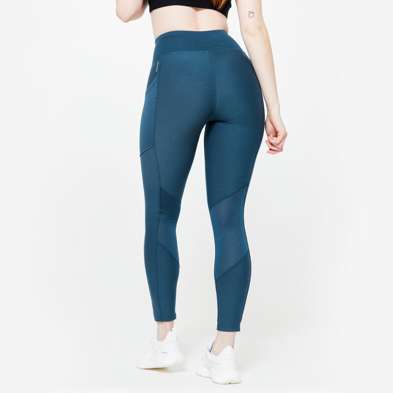 Legging met hoge taille en smartphonezak voor dames grijsblauw