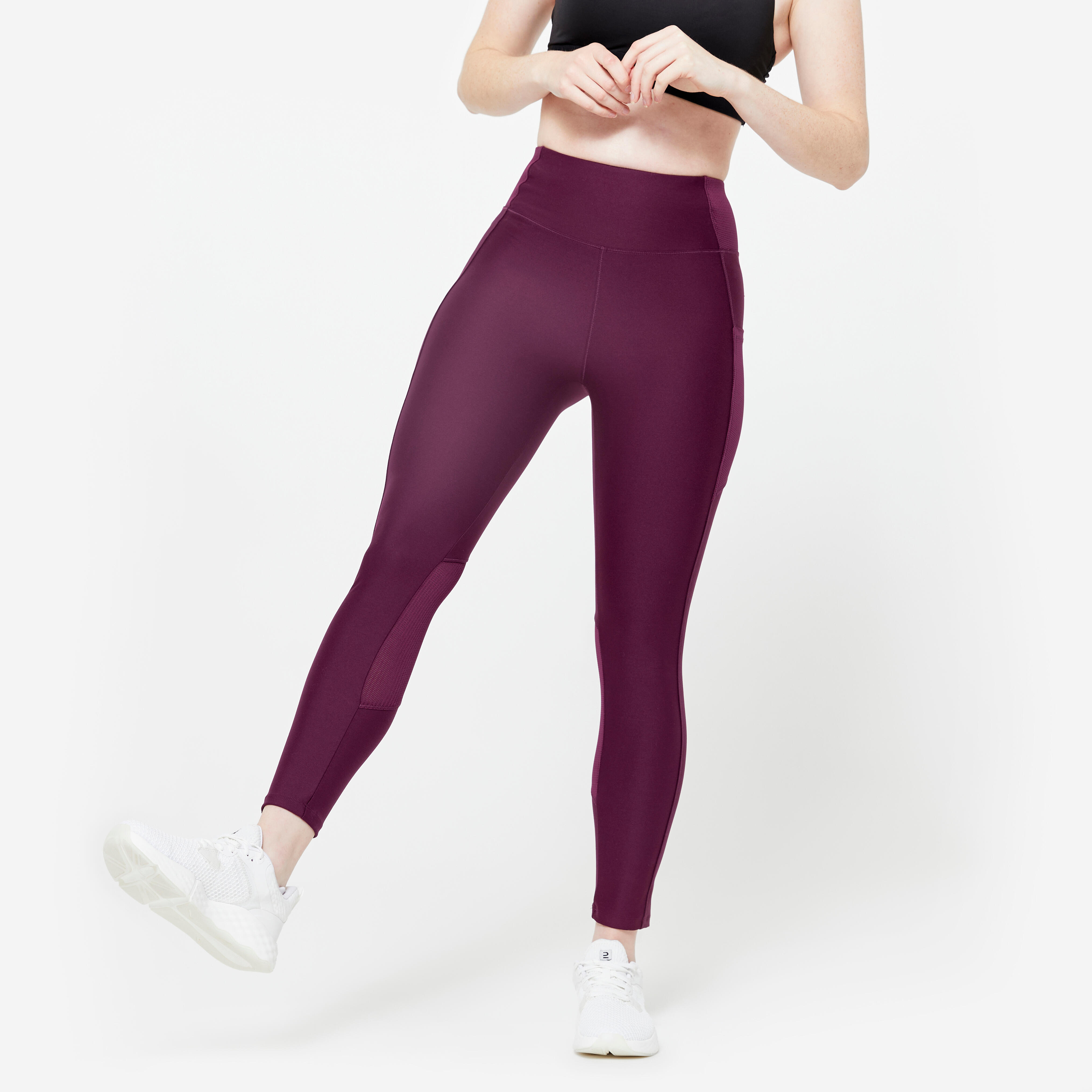 Women's high-waisted legging with phone pocket - plum