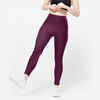 Women's High-Waisted Leggings with Phone Pocket - Plum