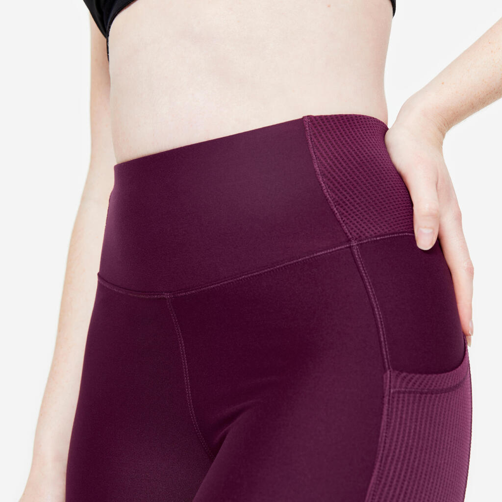 Legging taille haute avec poche téléphone Femme - prune