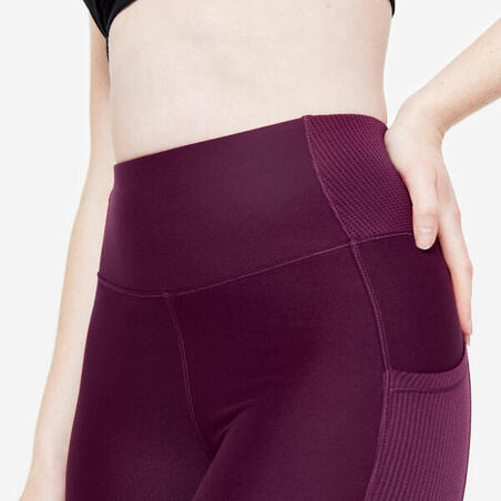 Legging taille haute avec poche téléphone Femme - prune