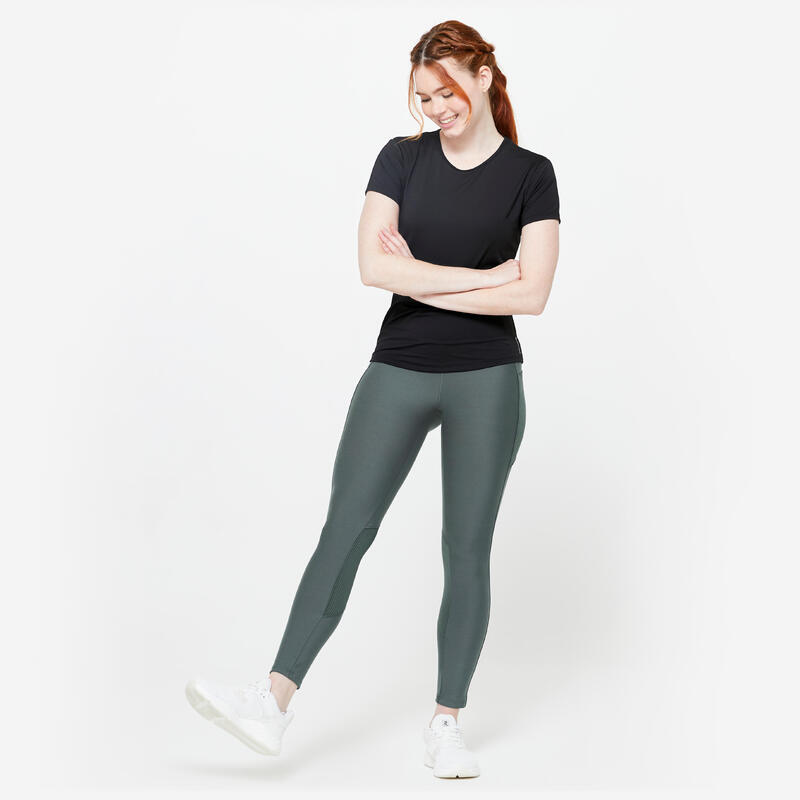 Legging taille haute avec poche téléphone Femme - vert foncé