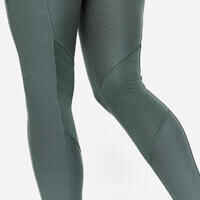 Women's High-Waisted Leggings with Phone Pocket - Dark Green