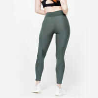 Women's High-Waisted Leggings with Phone Pocket - Dark Green