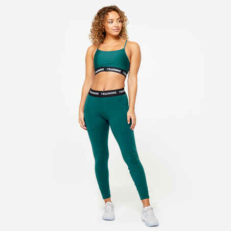 Women's High-Waisted Printed Waistband Leggings - Turquoise