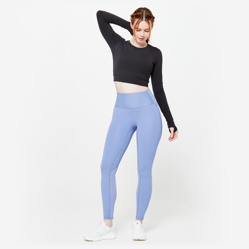 Legging taille haute gainant Femme - bleu gris