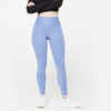 Sportleggings Damen mit hohem Taillenbund figurformend - blau