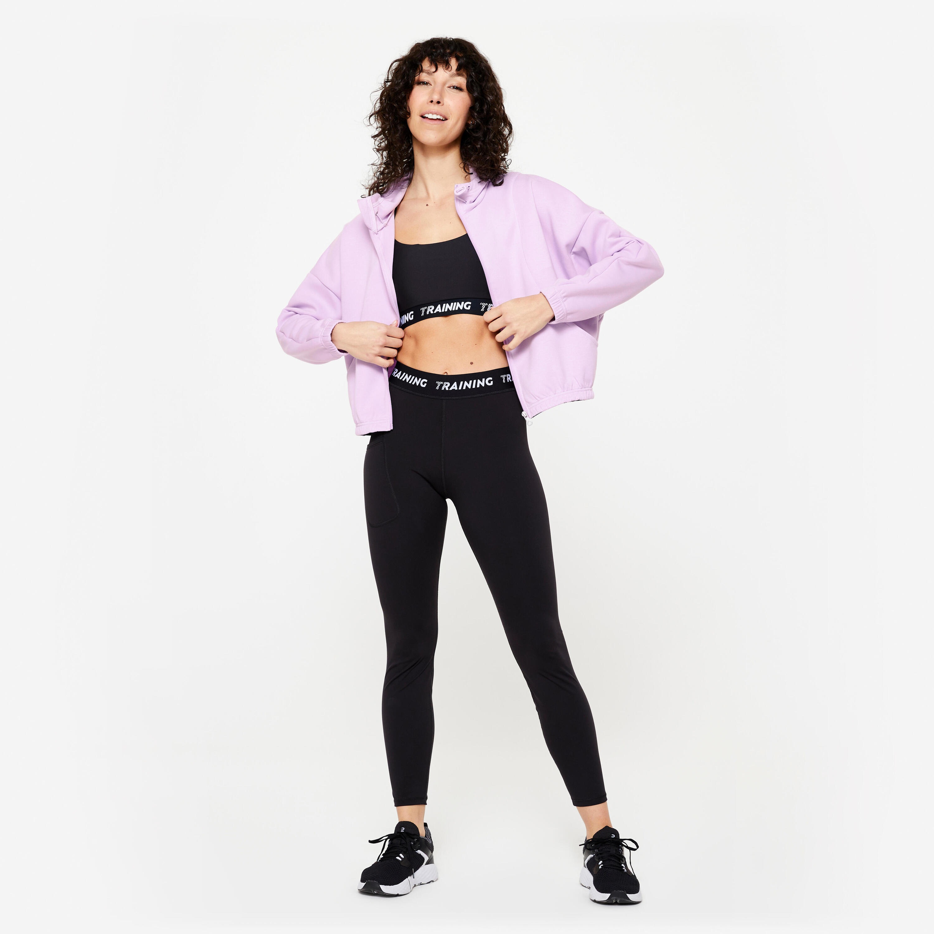Casaco de Manga Comprida com Capuz Fitness Mulher Violeta Lilás 2/7
