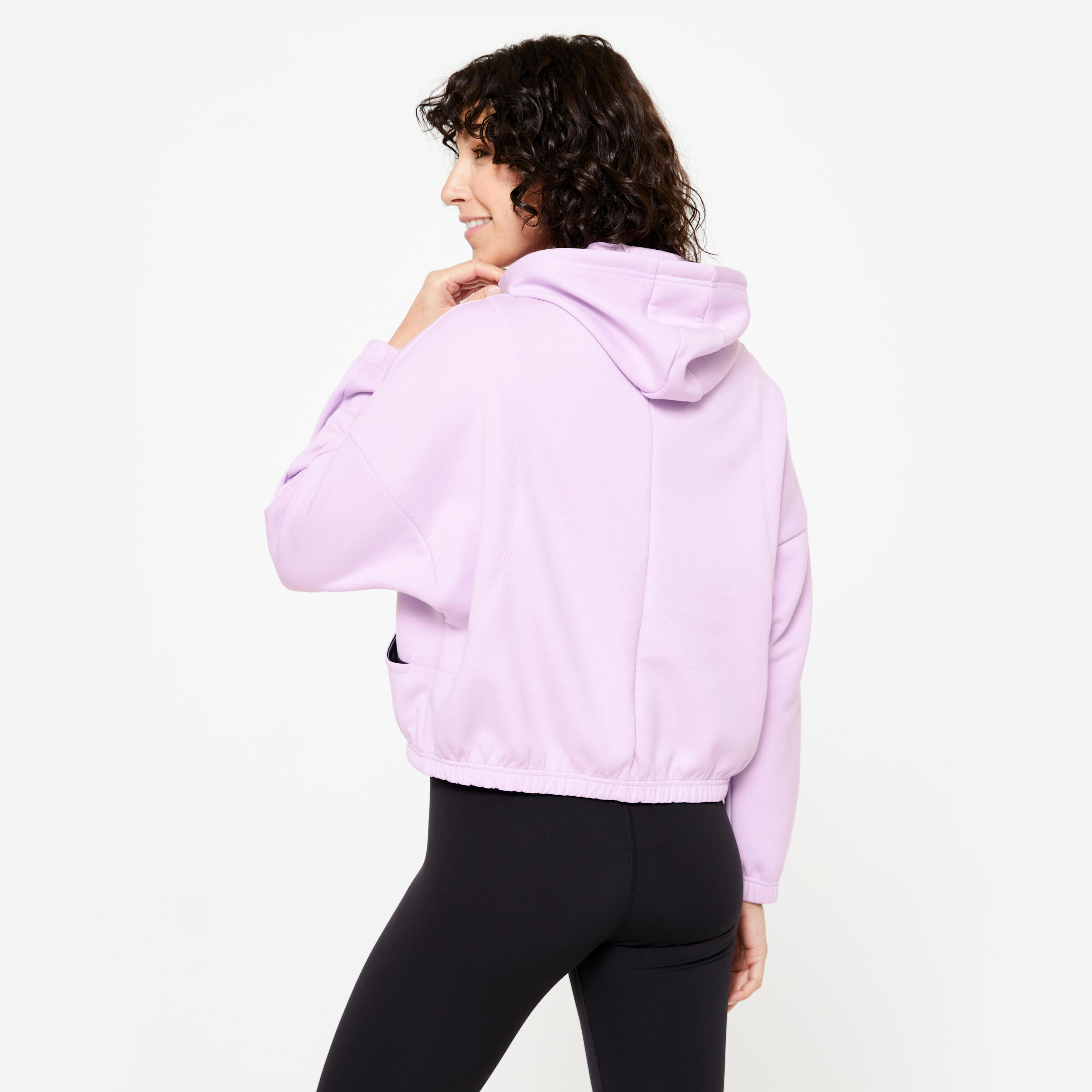 Casaco de Manga Comprida com Capuz Fitness Mulher Violeta Lilás 4/7