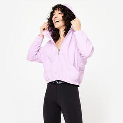 Veste à capuche de fitness manches longues femme, violette lilas