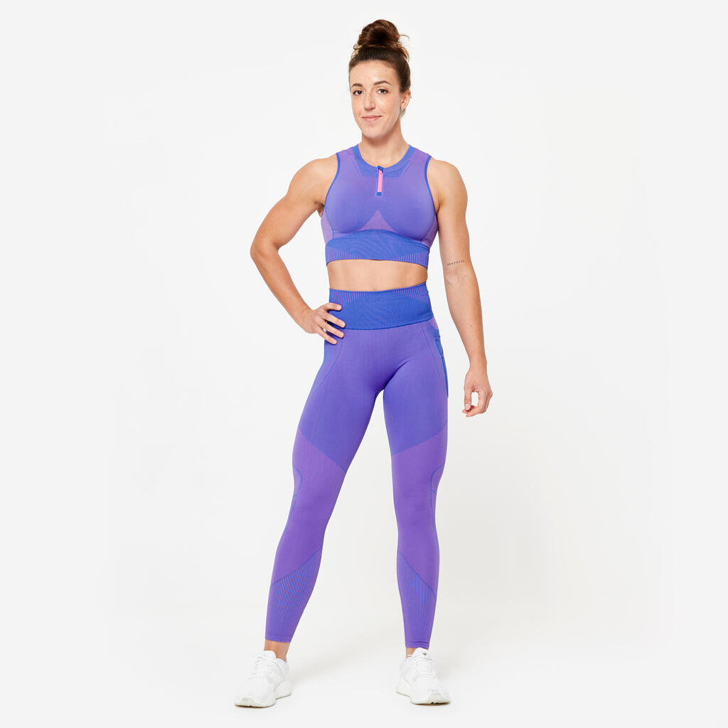 Crop Top Damen nahtlos - blau/rosa 