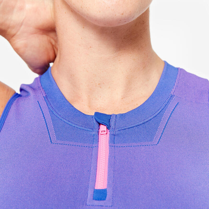 Maiou SEAMLESS CROP TOP FITNESS Cardio Albastru-Roz Damă 