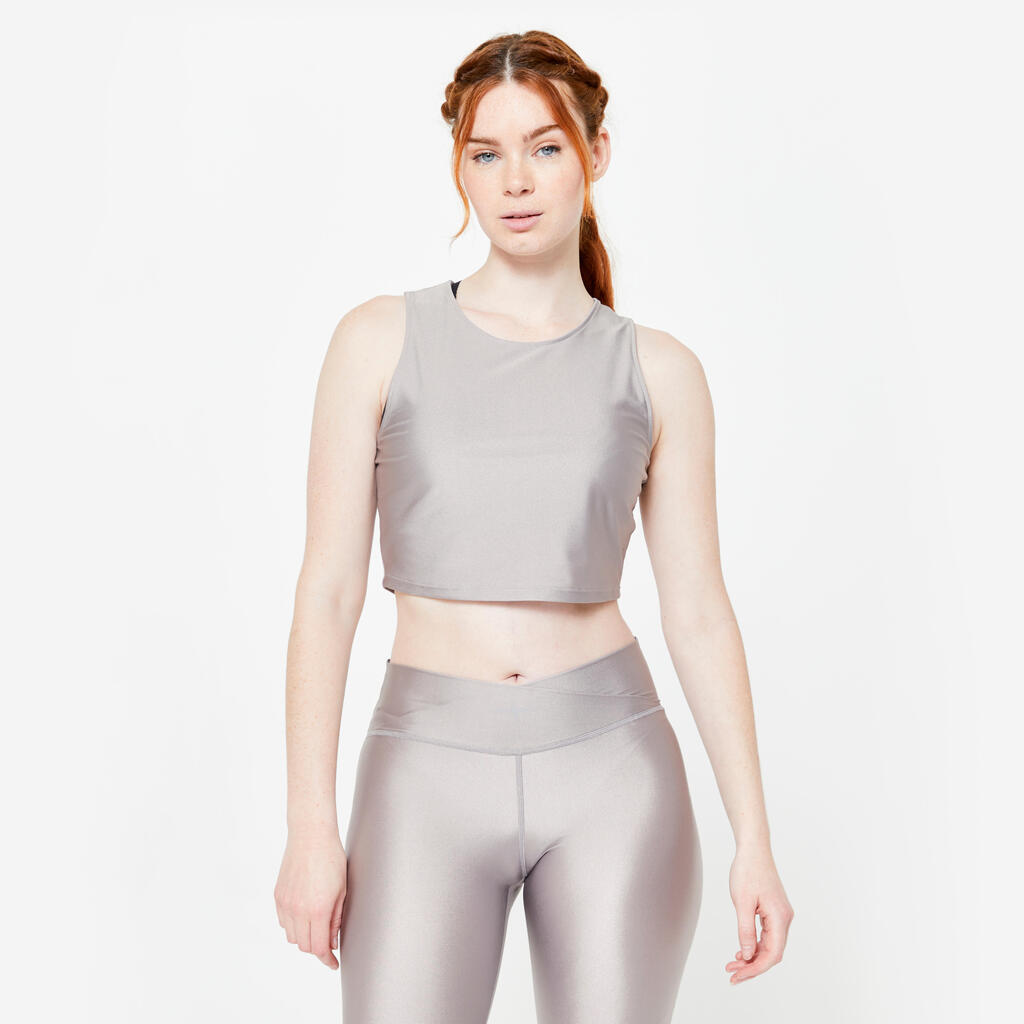 Women's Cropped Fitness Tank Top - Grey