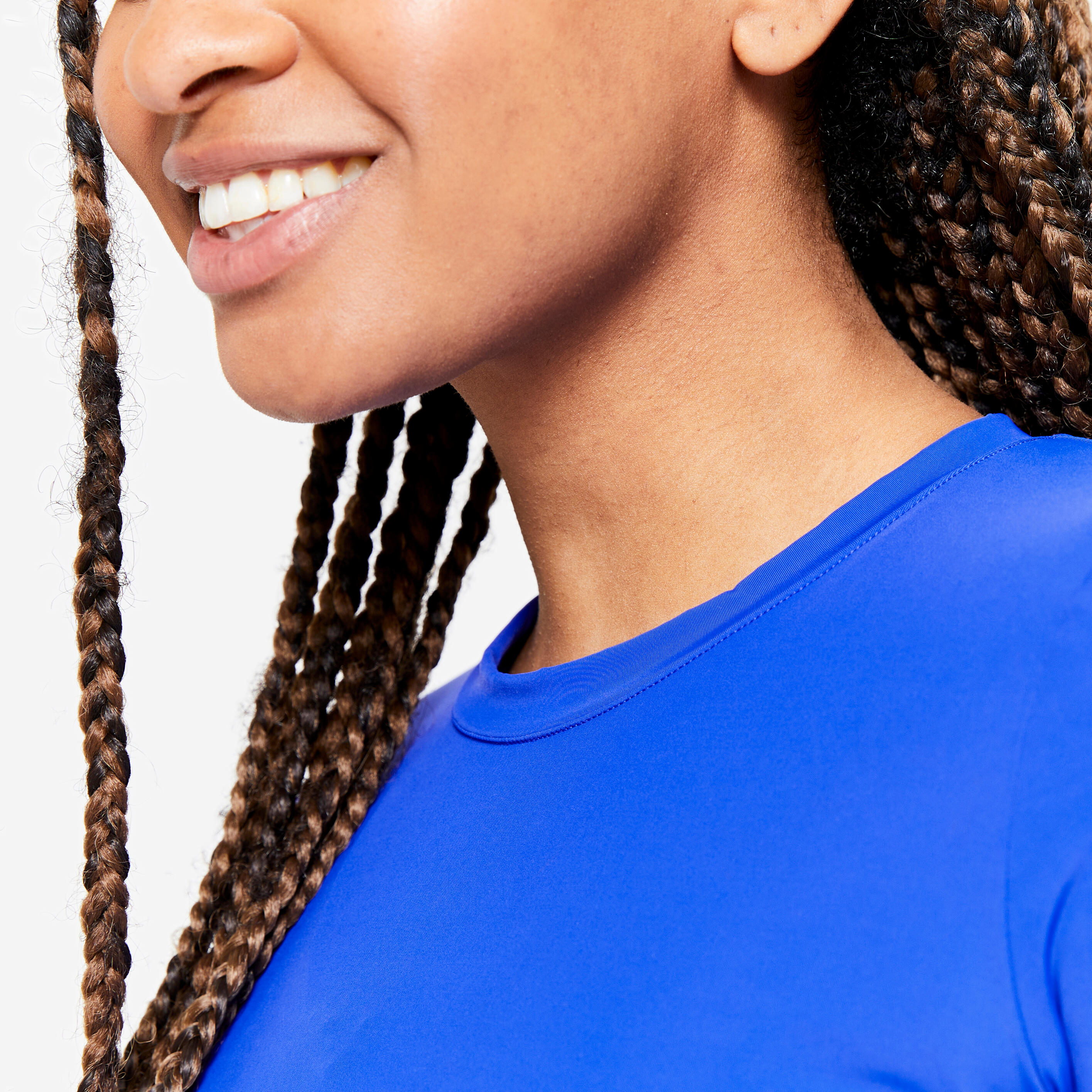 crop top manches longues femme, bleu imprimé 5/9