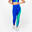 Figuurvormende dameslegging met hoge taille groen/blauw