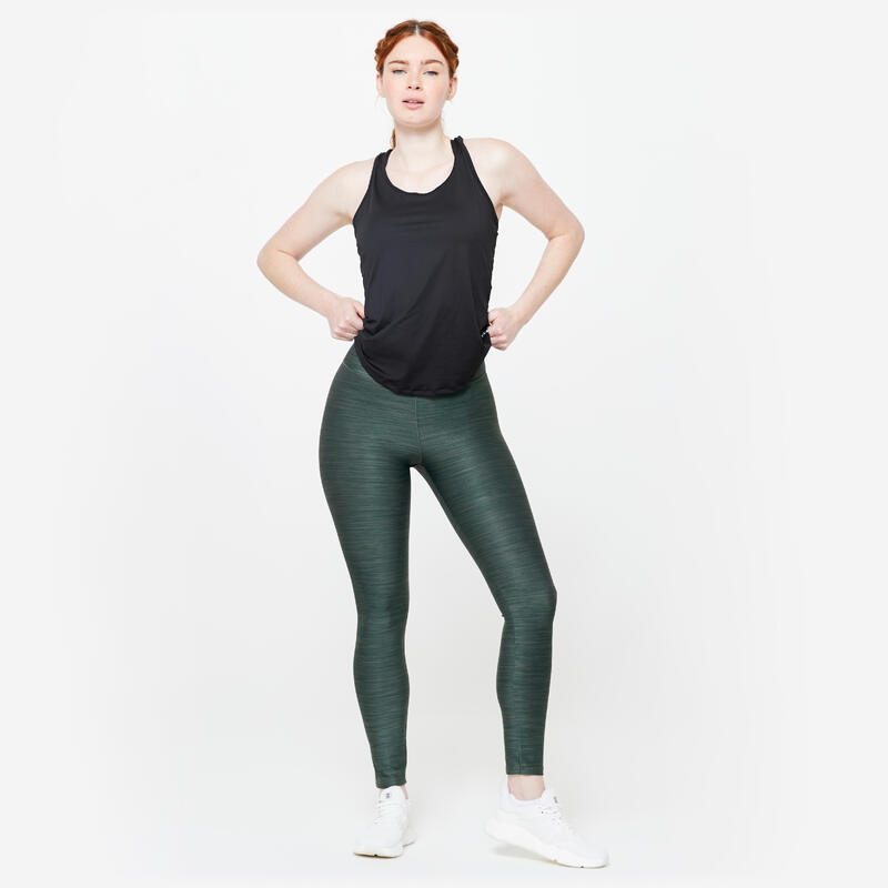 Leggings donna palestra 100 vita alta traspiranti verdi