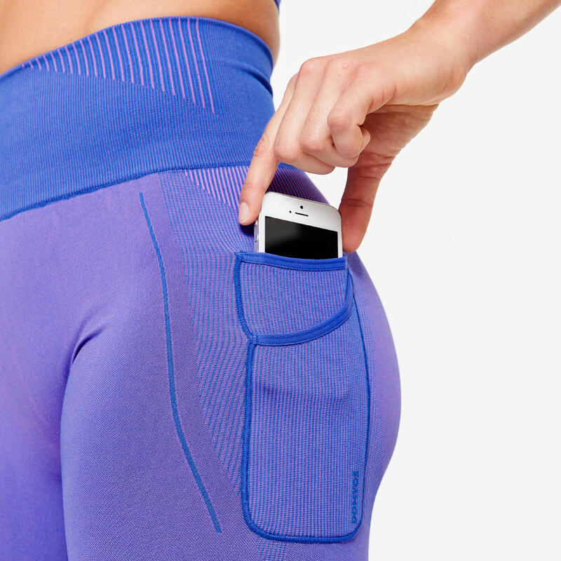 Colanţi fără cusături Fitness cardio seamless Albastru-Roz Damă 
