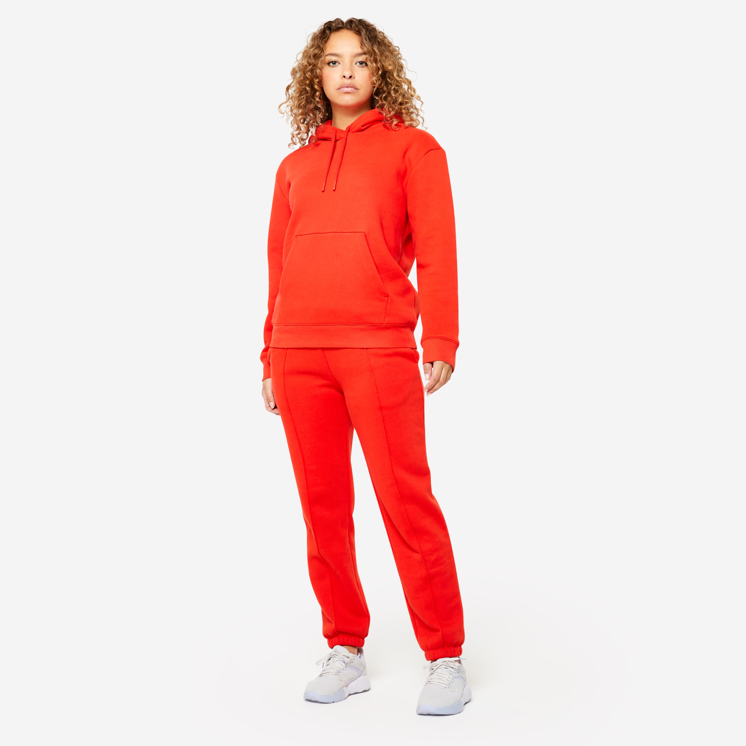 Pantaloni tuta donna regular fit felpati rossi 2/8