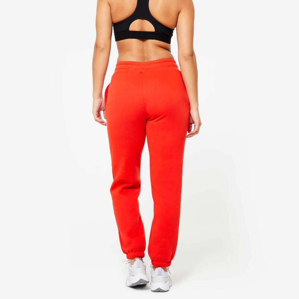 Women's fitness fleece warm pant, red