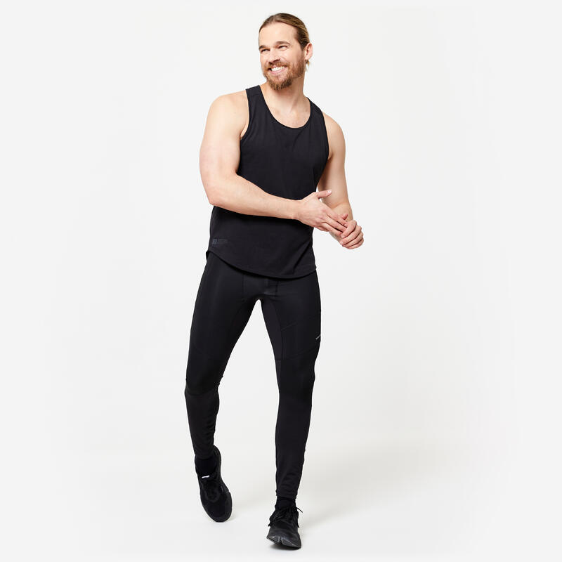 Calças Justas Respiráveis de Fitness Homem 500 Preto