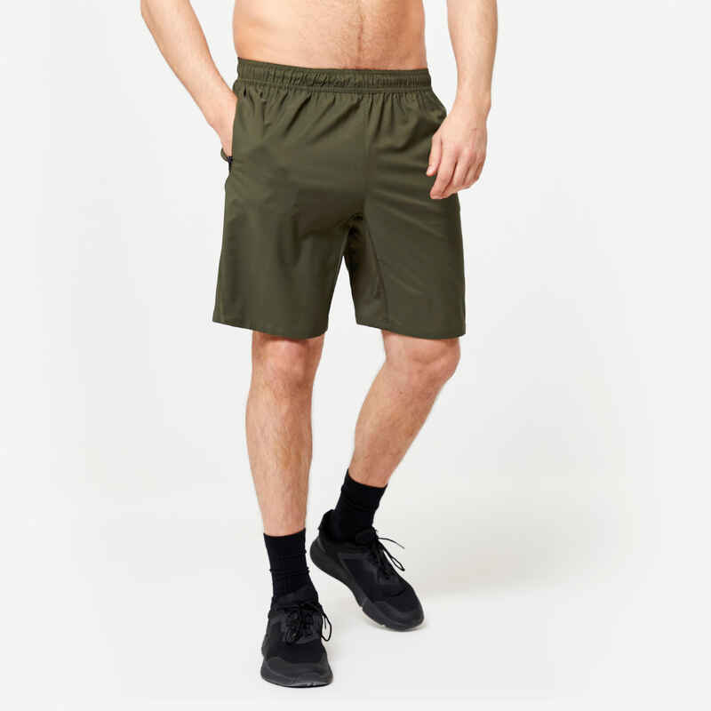 Men's Zip Pocket Breathable Essential Fitness Shorts - Plain Khaki