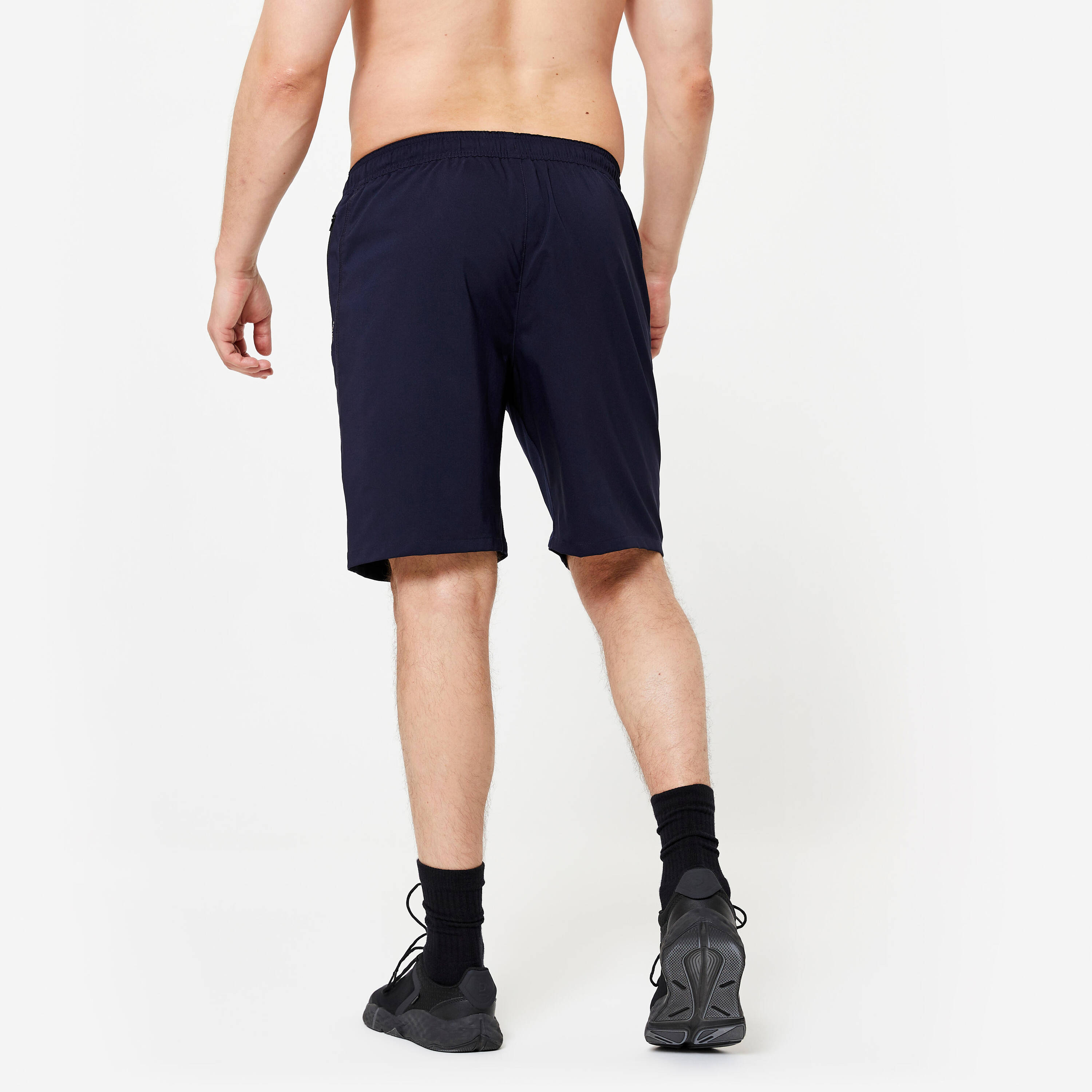 Men Gym Shorts Stretchable, Quick Dry with Zip Pockets - Navy Blue -  5