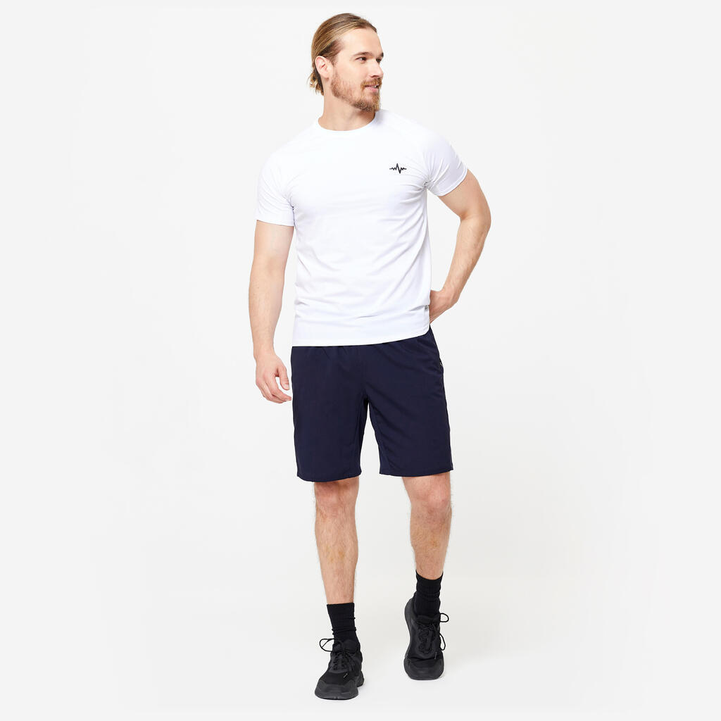 Short de fitness essentiel respirant poches zippés homme - navy