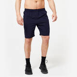 Men Sports Gym Shorts   Polyester With Zip Pockets Navy