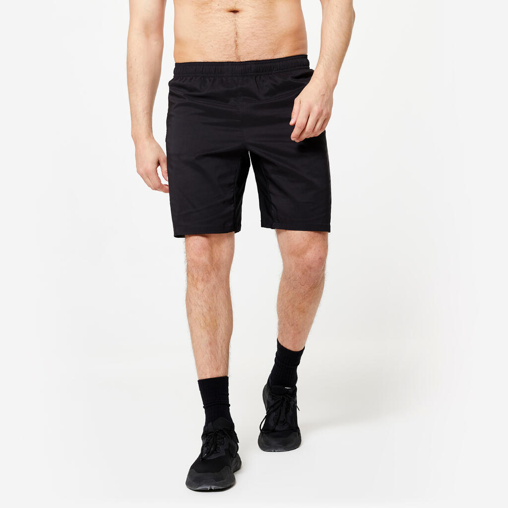 Short de fitness respirant poches zippées homme, violet cerise