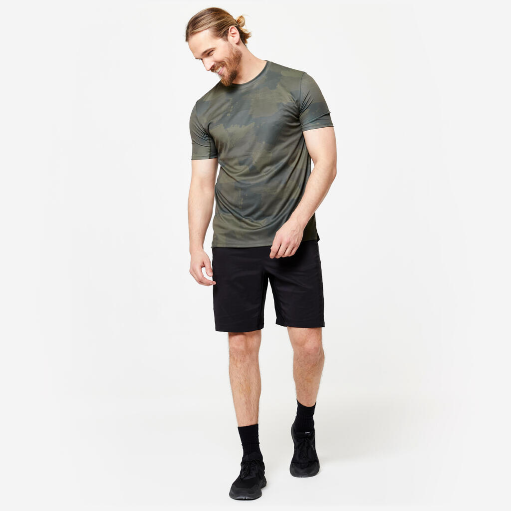 Short de fitness avec poches zippées, vert kaki