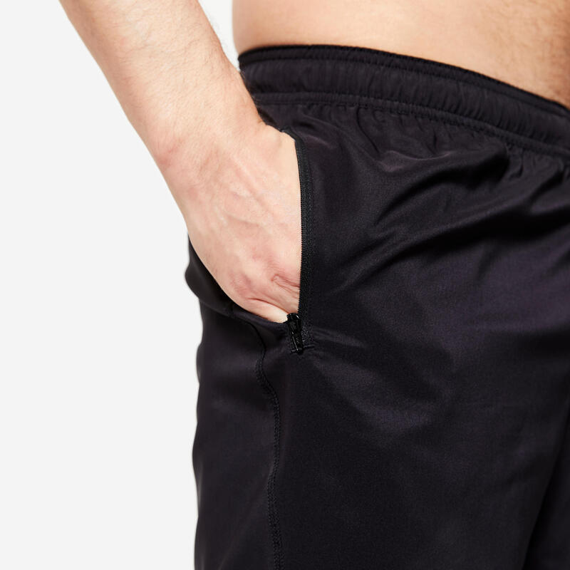 Fitness short met zakken met rits zwart