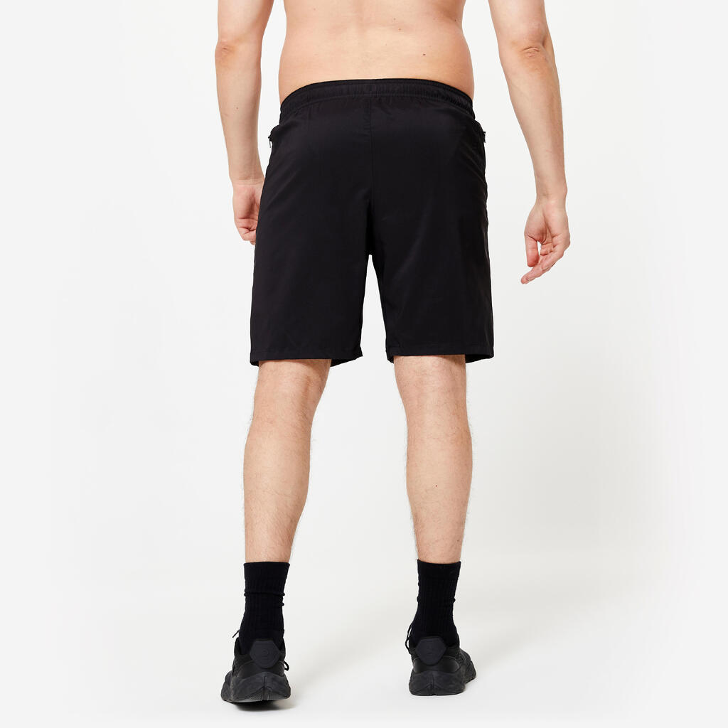 Short de fitness avec poches zippées, vert kaki