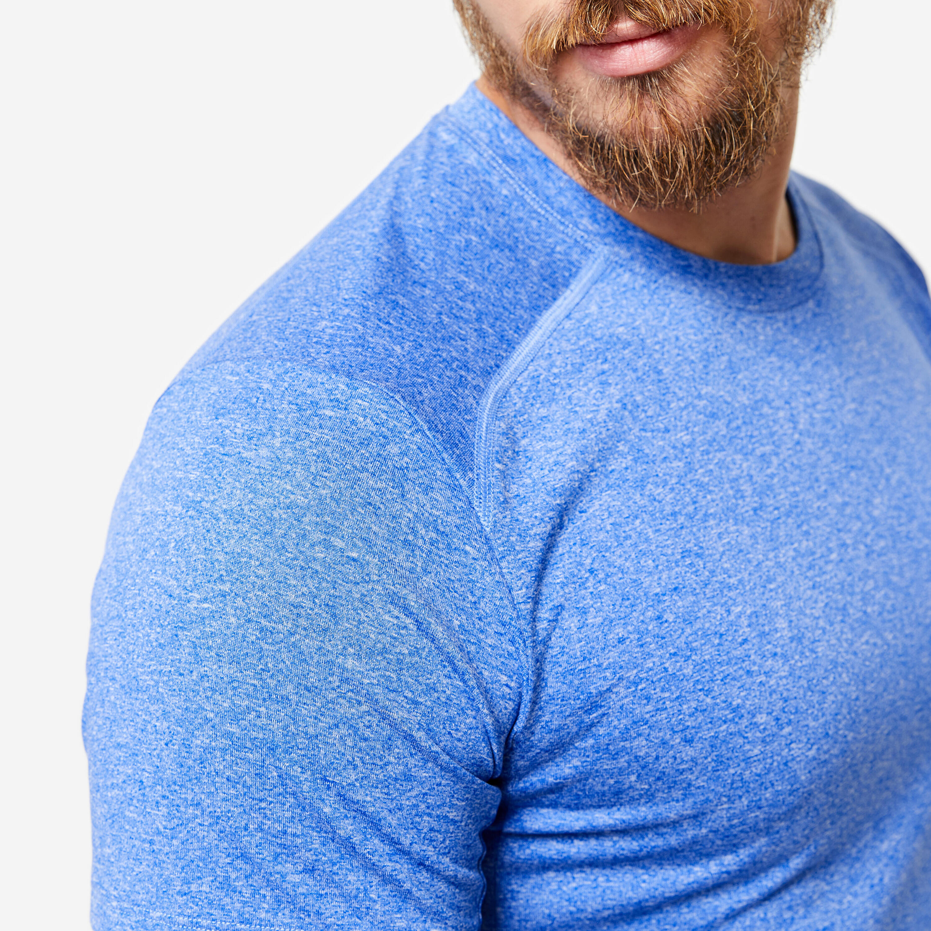 T-shirt uomo fitness essential 100 traspirante azzurro melange 6/7