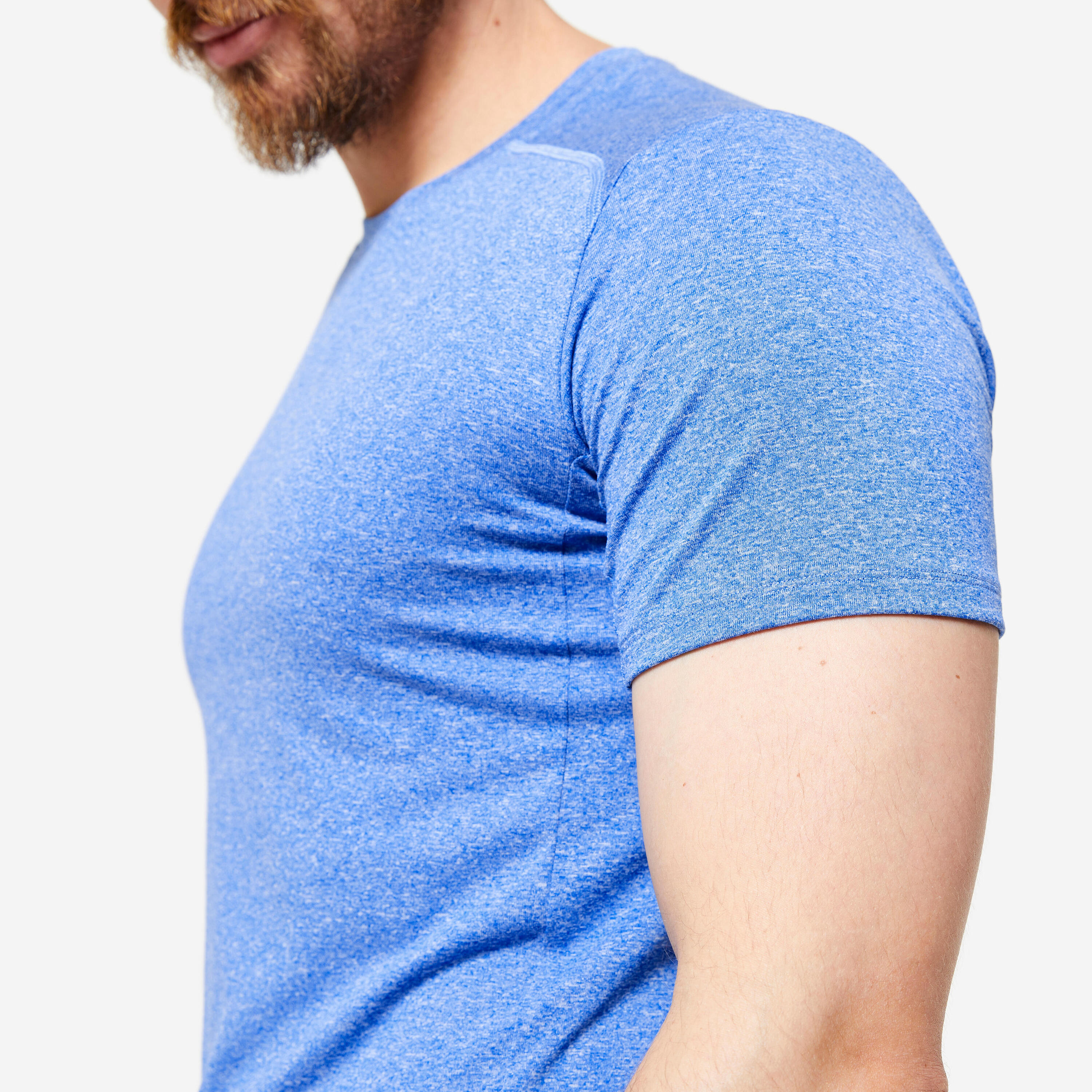 T-shirt uomo fitness essential 100 traspirante azzurro melange 5/7
