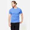 POLERA FITNESS ESSENTIAL HOMBRE AZUL JASPEADO TRANSPIRABLE CUELLO REDONDO