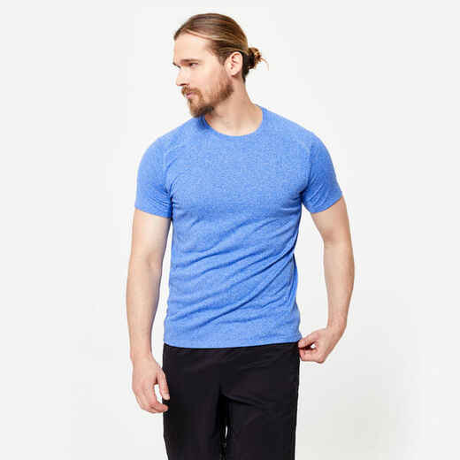 
      T-shirt de fitness essentiel respirant col rond homme - bleu chiné
  