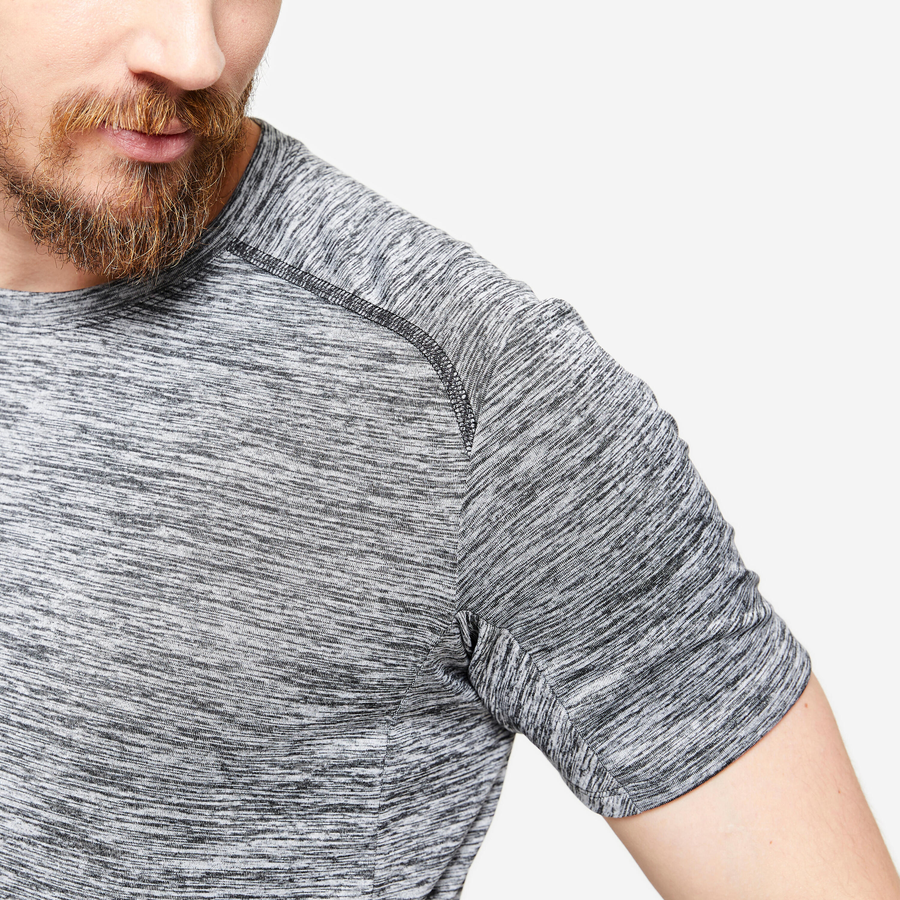 T-shirt voor cardiofitness man grijs 2/6