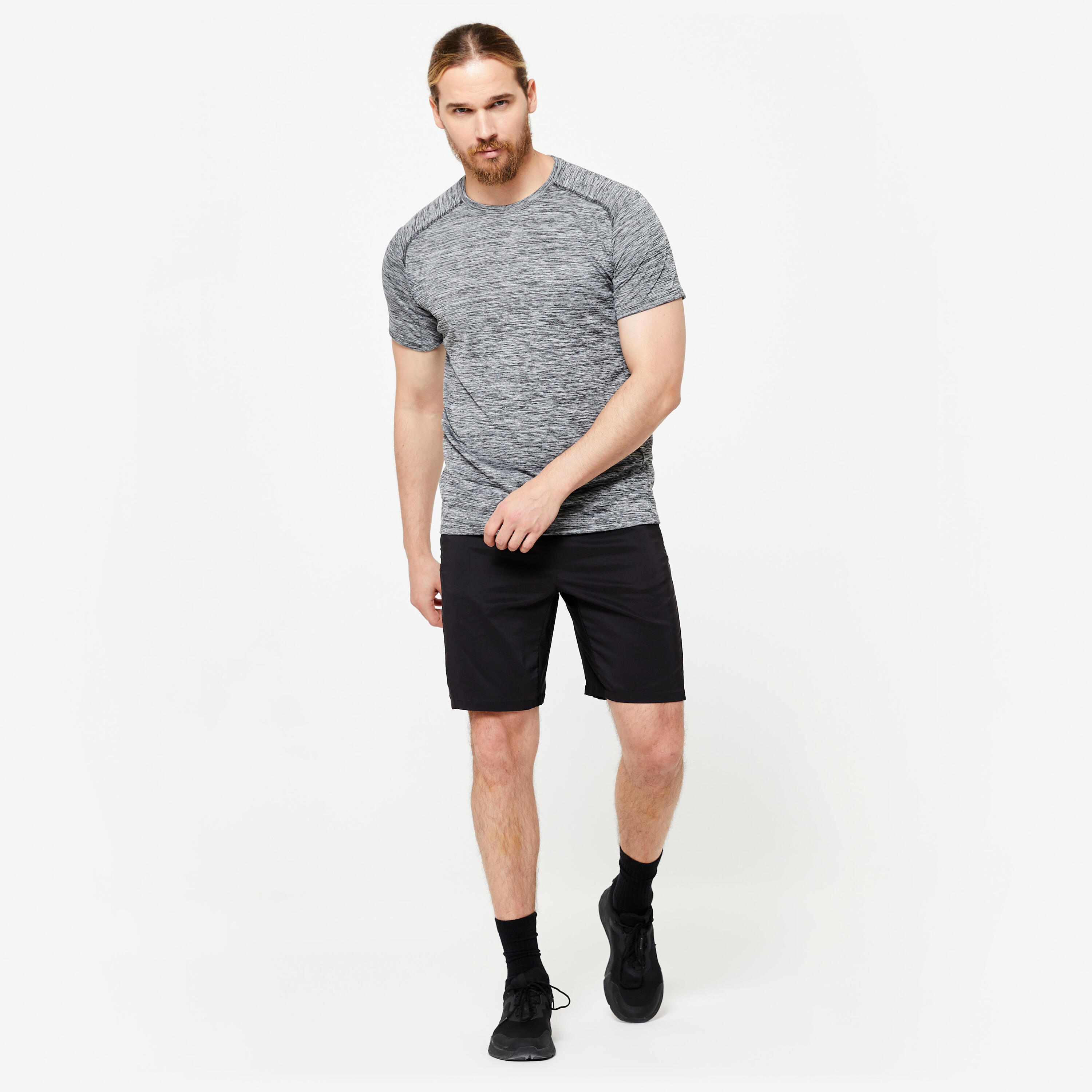 T-shirt voor cardiofitness man grijs 6/6
