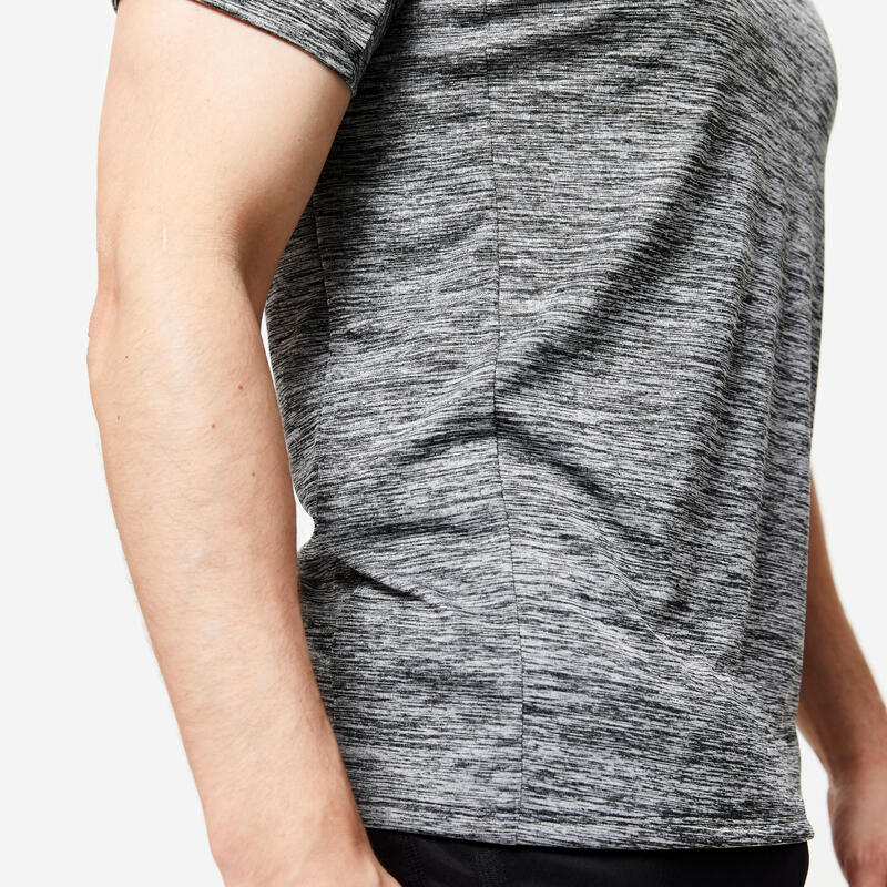 T-shirt uomo fitness essential 100 traspirante grigio melange